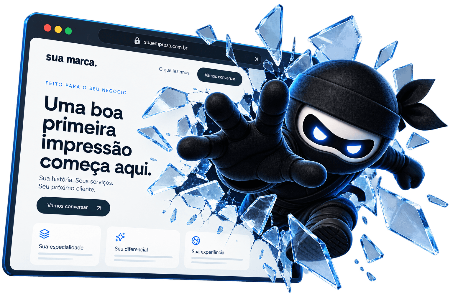 Ninja da NJA em uma ilustração de criação de sites para empresas